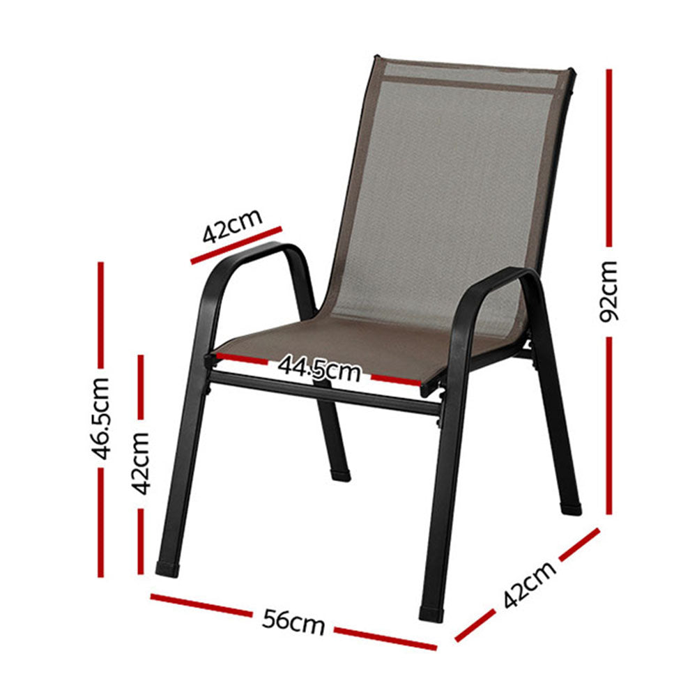 Gardeon 6PC Outdoor Dining Chairs Stackable Lounge Chair Patio Furniture Brown FF-STA-CHAIR-BR-X6