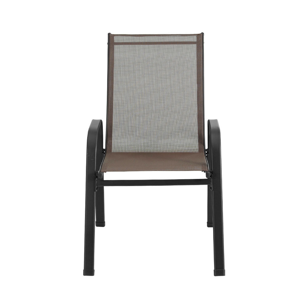 Gardeon 6PC Outdoor Dining Chairs Stackable Lounge Chair Patio Furniture Brown FF-STA-CHAIR-BR-X6