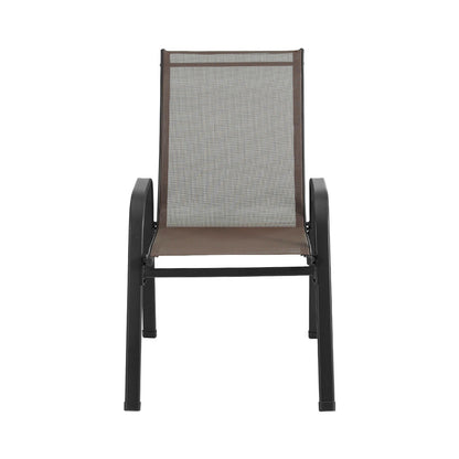 Gardeon 6PC Outdoor Dining Chairs Stackable Lounge Chair Patio Furniture Brown FF-STA-CHAIR-BR-X6