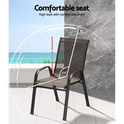 Gardeon 6PC Outdoor Dining Chairs Stackable Lounge Chair Patio Furniture Brown FF-STA-CHAIR-BR-X6