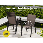 Gardeon 6PC Outdoor Dining Chairs Stackable Lounge Chair Patio Furniture Brown FF-STA-CHAIR-BR-X6