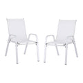Gardeon 2PC Outdoor Dining Chairs Stackable Lounge Chair Patio Furniture White FF-STA-CHAIR-WH-X2