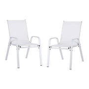 Gardeon 2PC Outdoor Dining Chairs Stackable Lounge Chair Patio Furniture White FF-STA-CHAIR-WH-X2