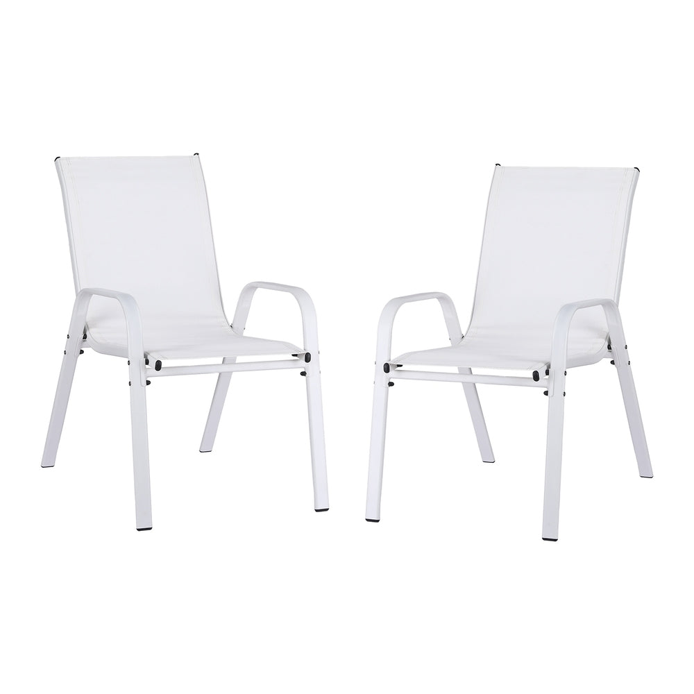 Gardeon 2PC Outdoor Dining Chairs Stackable Lounge Chair Patio Furniture White FF-STA-CHAIR-WH-X2