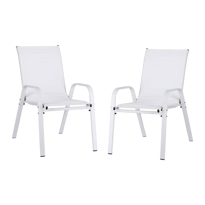 Gardeon 2PC Outdoor Dining Chairs Stackable Lounge Chair Patio Furniture White FF-STA-CHAIR-WH-X2