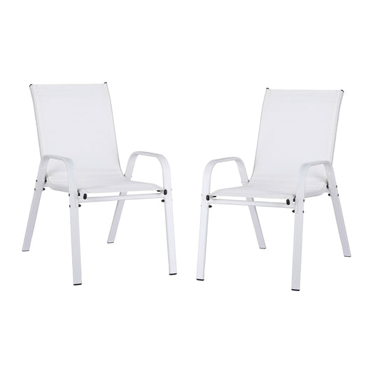 Gardeon 2PC Outdoor Dining Chairs Stackable Lounge Chair Patio Furniture White FF-STA-CHAIR-WH-X2