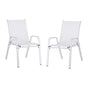 Gardeon 2PC Outdoor Dining Chairs Stackable Lounge Chair Patio Furniture White FF-STA-CHAIR-WH-X2