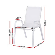 Gardeon 2PC Outdoor Dining Chairs Stackable Lounge Chair Patio Furniture White FF-STA-CHAIR-WH-X2
