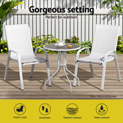 Gardeon 2PC Outdoor Dining Chairs Stackable Lounge Chair Patio Furniture White FF-STA-CHAIR-WH-X2