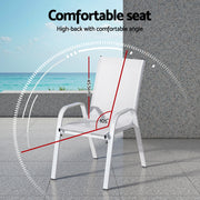 Gardeon 2PC Outdoor Dining Chairs Stackable Lounge Chair Patio Furniture White FF-STA-CHAIR-WH-X2