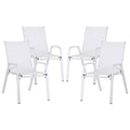 Gardeon 4PC Outdoor Dining Chairs Stackable Lounge Chair Patio Furniture White FF-STA-CHAIR-WH-X4
