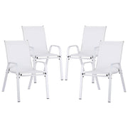 Gardeon 4PC Outdoor Dining Chairs Stackable Lounge Chair Patio Furniture White FF-STA-CHAIR-WH-X4