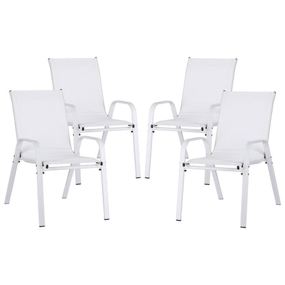 Gardeon 4PC Outdoor Dining Chairs Stackable Lounge Chair Patio Furniture White FF-STA-CHAIR-WH-X4