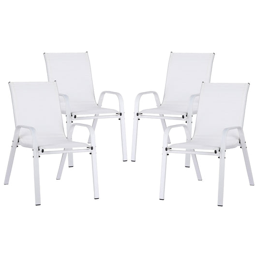 Gardeon 4PC Outdoor Dining Chairs Stackable Lounge Chair Patio Furniture White FF-STA-CHAIR-WH-X4