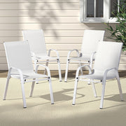Gardeon 4PC Outdoor Dining Chairs Stackable Lounge Chair Patio Furniture White FF-STA-CHAIR-WH-X4
