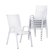 Gardeon 6PC Outdoor Dining Chairs Stackable Lounge Chair Patio Furniture White FF-STA-CHAIR-WH-X6