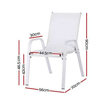Gardeon 6PC Outdoor Dining Chairs Stackable Lounge Chair Patio Furniture White FF-STA-CHAIR-WH-X6