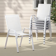 Gardeon 6PC Outdoor Dining Chairs Stackable Lounge Chair Patio Furniture White FF-STA-CHAIR-WH-X6