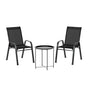 Gardeon 3PC Outdoor Bistro Set Patio Furniture Table and Chairs Stackable Black FF-STA-ST606-3PC