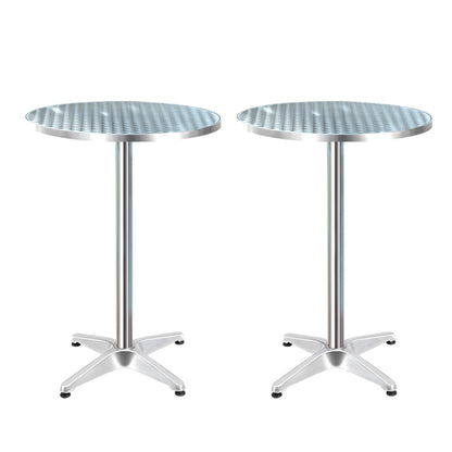Gardeon Set of 2 Outdoor Bar Table Aluminium Round 70/110CM FF-TABLE-AL60-70110X2