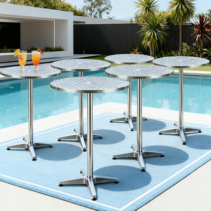 Gardeon Set of 6 Outdoor Bar Table Aluminium Round 70/110CM FF-TABLE-AL60-70110X6