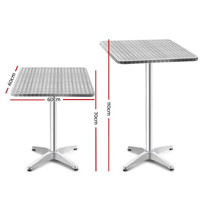 Gardeon Outdoor Bar Table Adjustable Aluminium Square 70/110cm FF-TABLE-AL60-SQ-70110