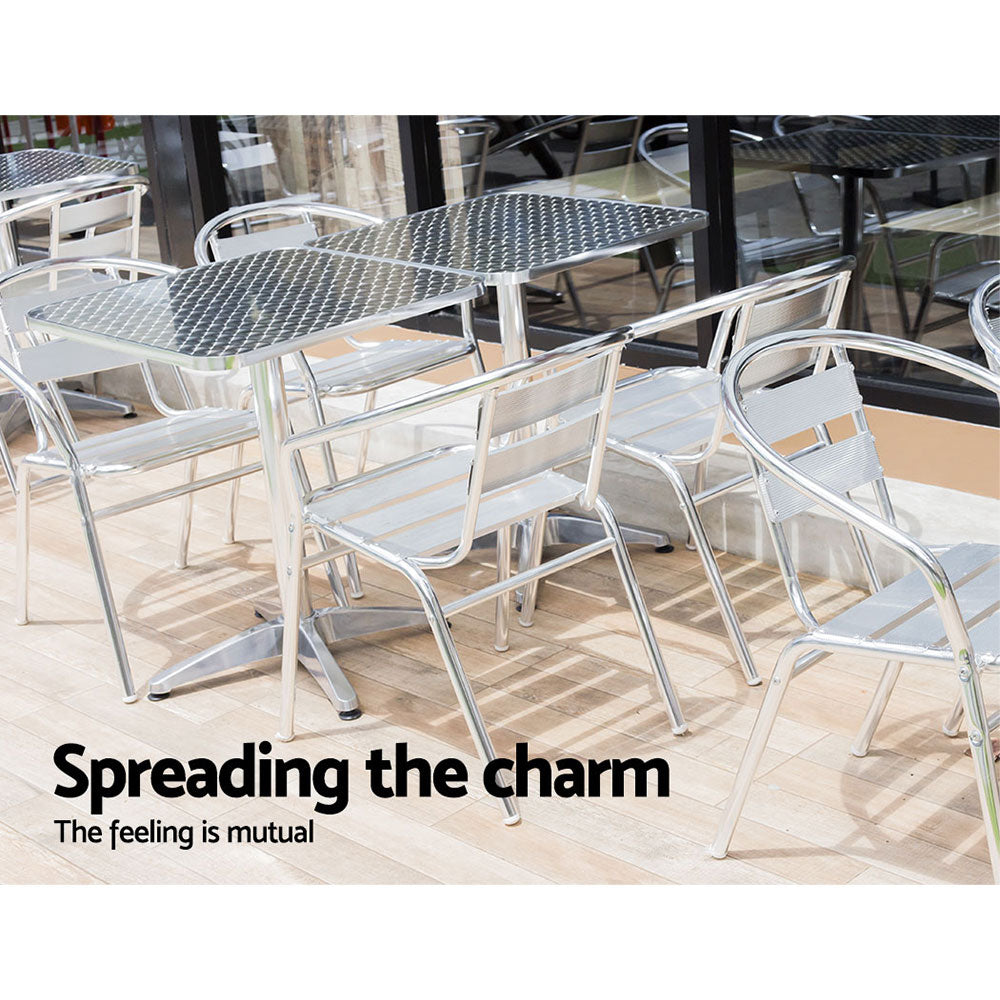 Gardeon Outdoor Bar Table Adjustable Aluminium Square 70/110cm FF-TABLE-AL60-SQ-70110
