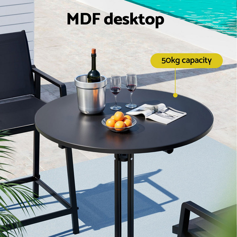 Gardeon Outdoor Bar Table Round Folding Desk Top 109cm Patio Furniture Black FF-TABLE-SL-BK