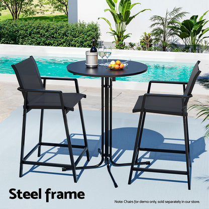 Gardeon Outdoor Bar Table Round Folding Desk Top 109cm Patio Furniture Black FF-TABLE-SL-BK