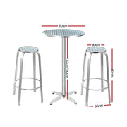 Gardeon 3-Piece Outdoor Bar Set Bistro Table Stools Adjustable Round Cafe FF-TABLESET-ROUND