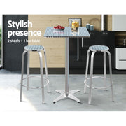 Gardeon 3-Piece Outdoor Bar Set Bistro Table Stools Adjustable Square Cafe FF-TABLESET-SQ