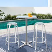 Gardeon 3-Piece Outdoor Bar Set Bistro Table Stools Adjustable Square Cafe FF-TABLESET-SQ