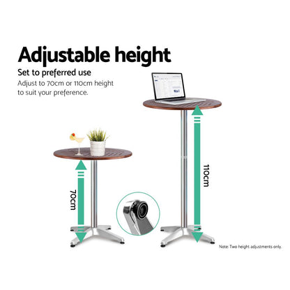 Gardeon 3-Piece Outdoor Bar Set Bistro Table Stools Adjustable Wooden Cafe FF-TABLESET-WOOD