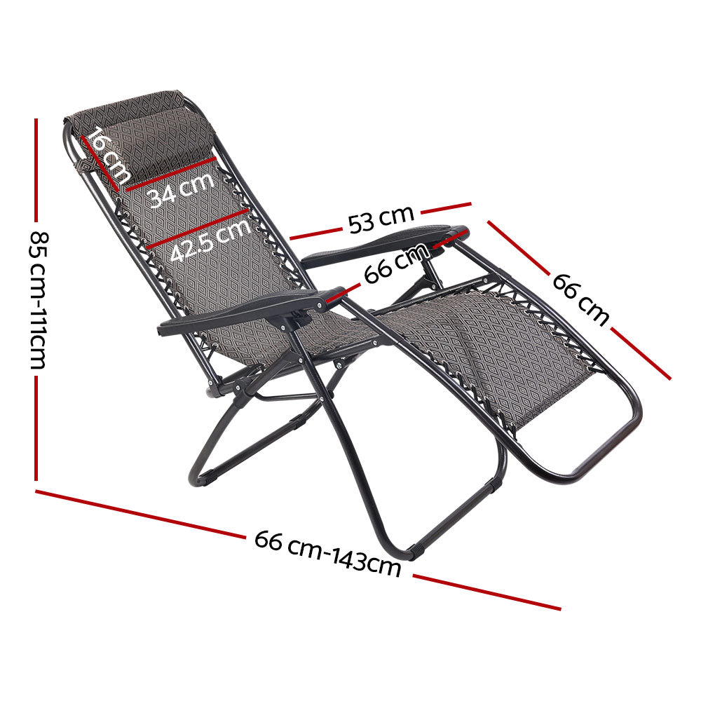 Gardeon Zero Gravity Chair Folding Outdoor Recliner Adjustable Sun Lounge Camping Beige FF-ZGC-BE
