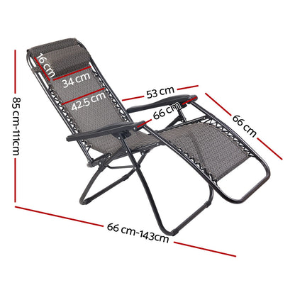 Gardeon Zero Gravity Chair Folding Outdoor Recliner Adjustable Sun Lounge Camping Beige FF-ZGC-BE