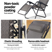 Gardeon Zero Gravity Chair Folding Outdoor Recliner Adjustable Sun Lounge Camping Beige