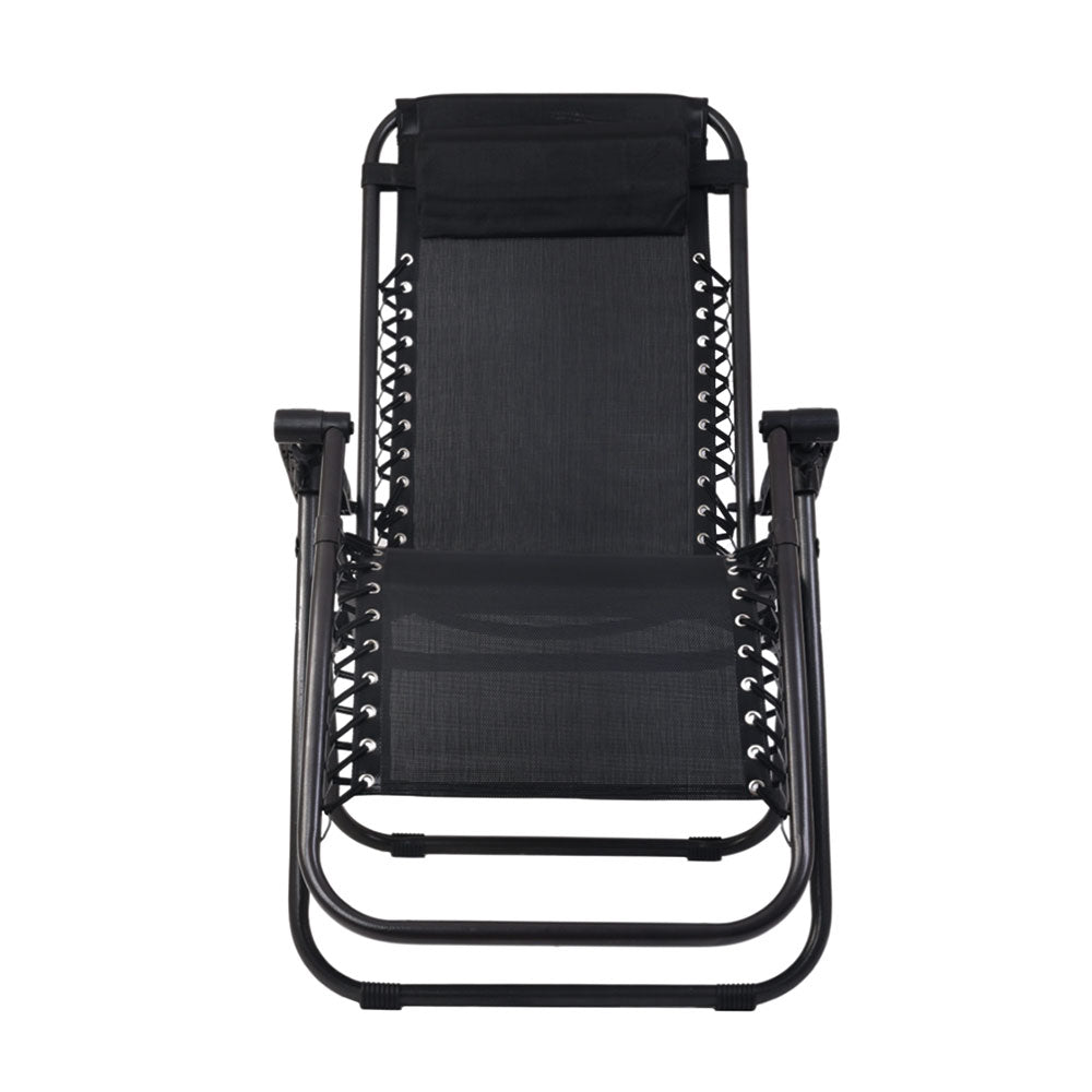 Gardeon Zero Gravity Chair Folding Outdoor Recliner Adjustable Sun Lounge Camping Black FF-ZGC-BK