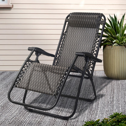 Gardeon Zero Gravity Chair Folding Outdoor Recliner Adjustable Sun Lounge Camping Grey FF-ZGC-GR