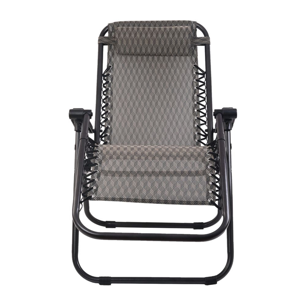 Gardeon Zero Gravity Chair Folding Outdoor Recliner Adjustable Sun Lounge Camping Grey FF-ZGC-GR