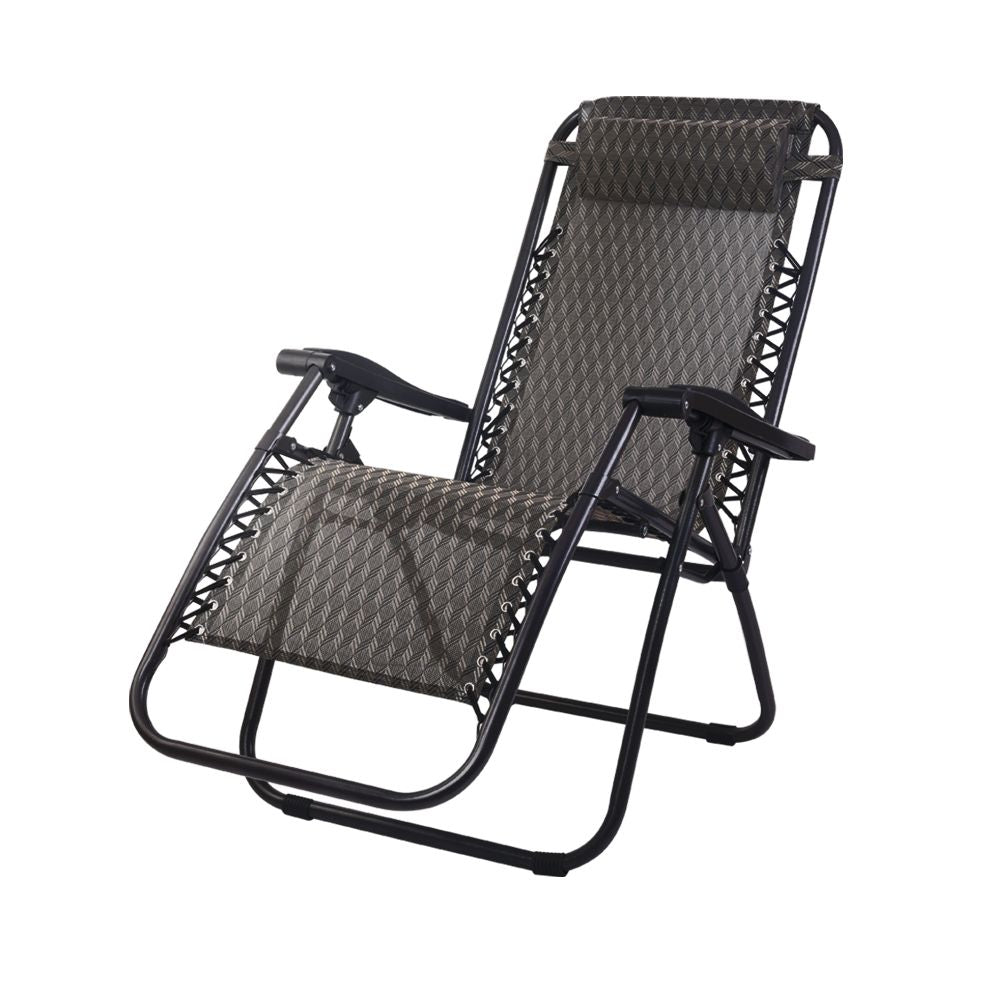 Gardeon Zero Gravity Chair Folding Outdoor Recliner Adjustable Sun Lounge Camping Grey FF-ZGC-GR