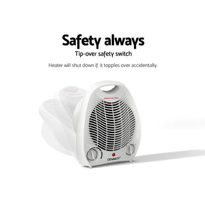 Devanti Electric Fan Heater 2000W FH-A-2000-WH