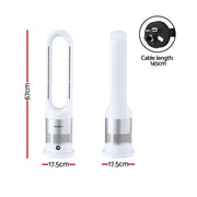 Devanti Bladeless Tower Fan Heater and Cooler 2in1 Portable Oscillation Fan for Bedroom Room Office Use White FH-A-BL-1200-WH