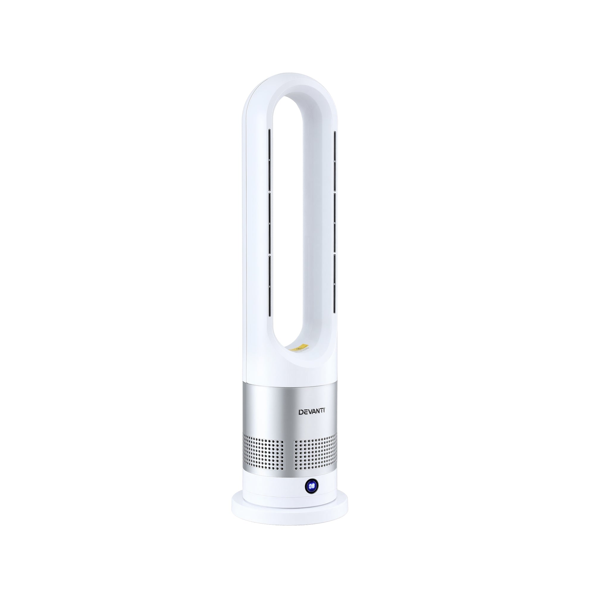 Devanti Bladeless Tower Fan Heater and Cooler 2in1 Portable Oscillation Fan for Bedroom Room Office Use White FH-A-BL-1200-WH