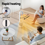 Devanti Bladeless Tower Fan Heater and Cooler 2in1 Portable Oscillation Fan for Bedroom Room Office Use White FH-A-BL-1200-WH