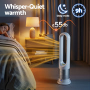 Devanti Bladeless Tower Fan Heater and Cooler 2in1 Portable Oscillation Fan for Bedroom Room Office Use White FH-A-BL-1200-WH