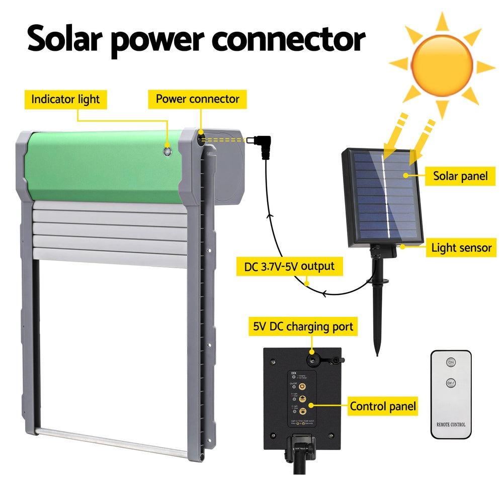 Giantz Automatic Chicken Coop Door Opener Cage Closer Timer Light Sensor FIK-COOP-DOOR-H37