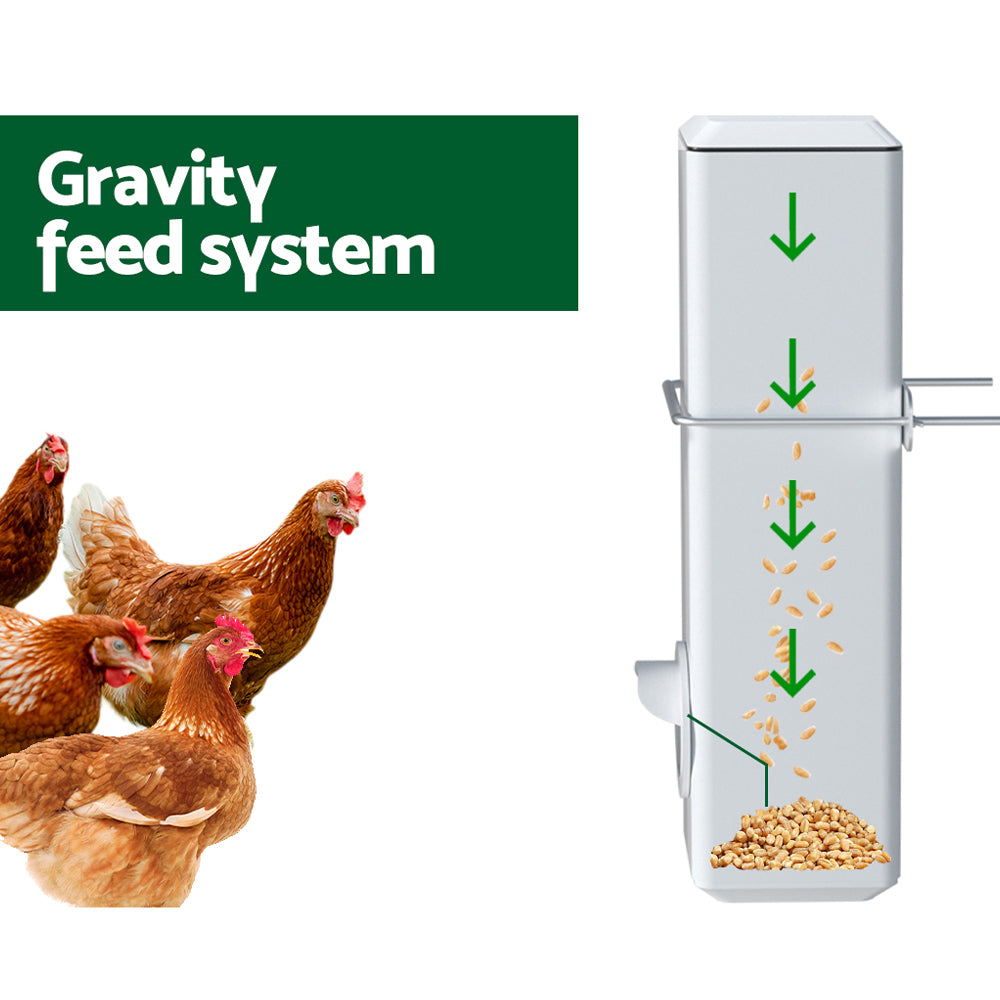 Giantz Chicken Feeder 4L Water Dispenser Automatic Waterer FIK-FEEDER-PL-4L-WH