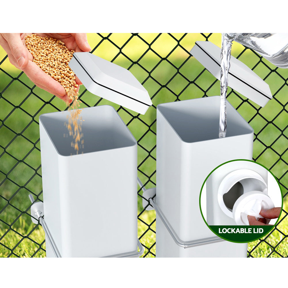Giantz Chicken Feeder 4L Water Dispenser Automatic Waterer FIK-FEEDER-PL-4L-WH