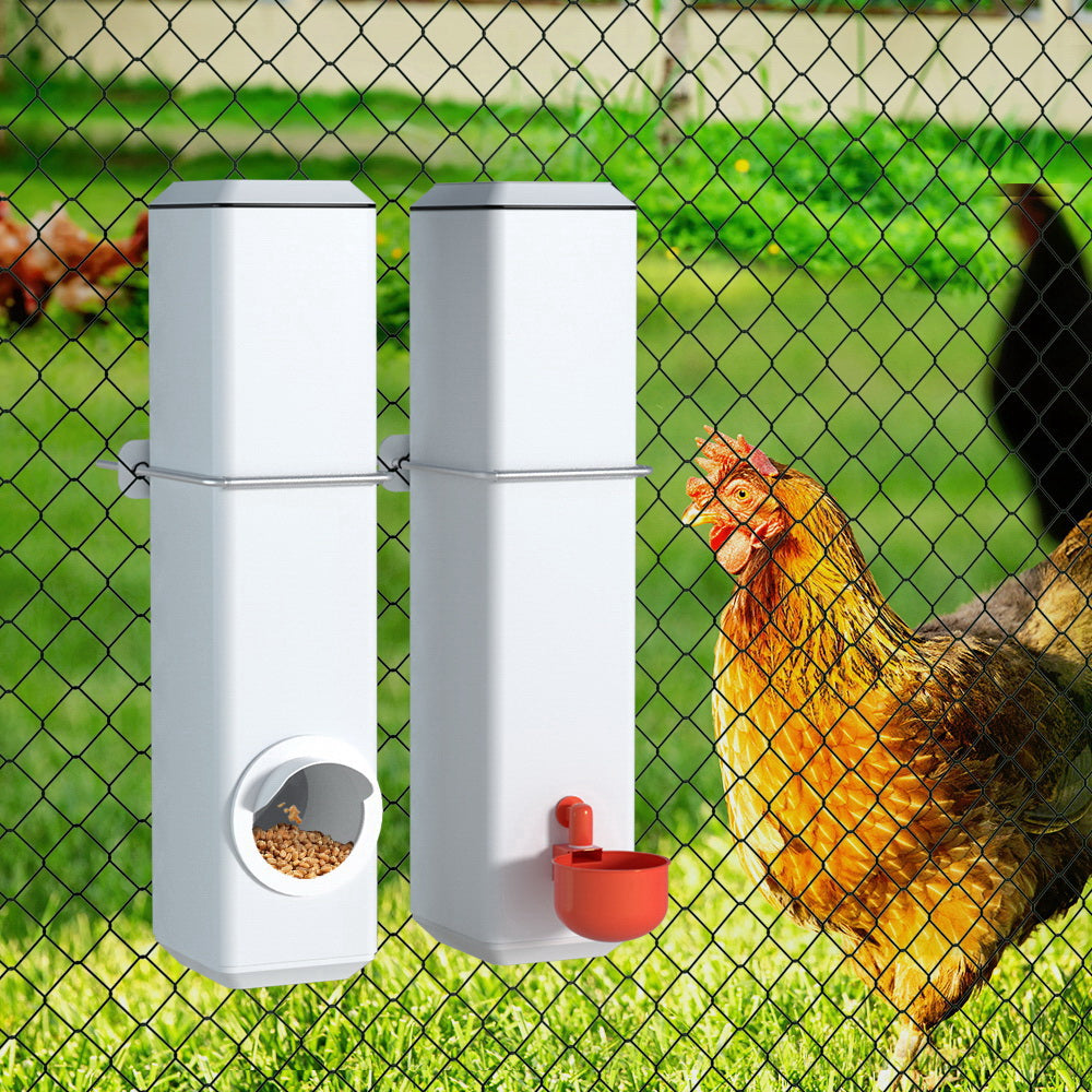 Giantz Chicken Feeder 4L Water Dispenser Automatic Waterer FIK-FEEDER-PL-4L-WH