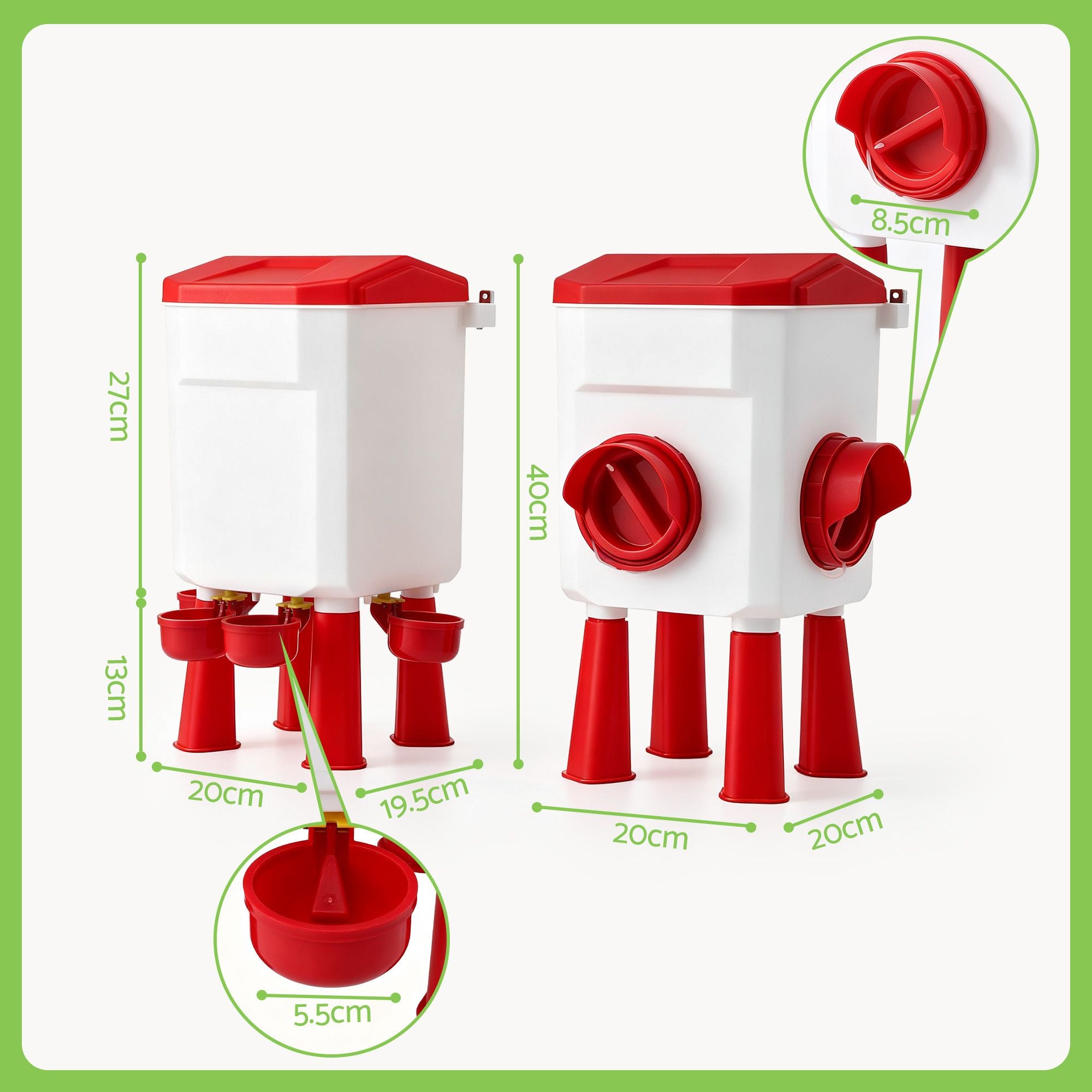 Giantz 8kg Chicken Feeder and 7L Waterer Set Large Capacity Poultry Drinker Kit